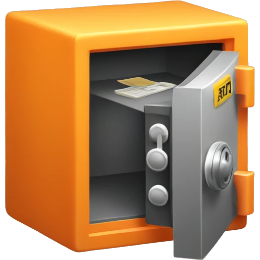 3d  isometric small safe in orange or yellow emoji