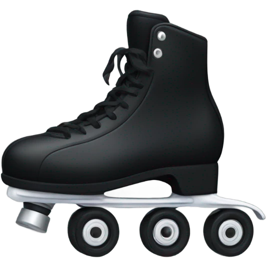 Pair of black roller skates with black wheels and black laces emoji