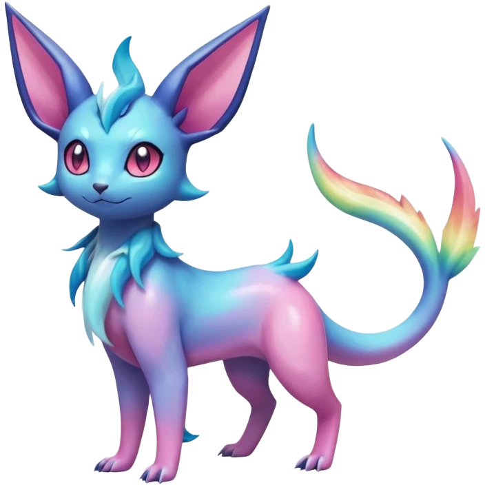 Rainbow crystalic Shiny pastel Nebulae Salandit-Glaceon-Sylveon-Espeon-Vaporeon-Noibat-Fakémon-hybrid-creature (full body)  emoji