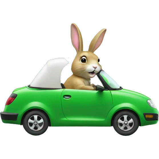 rabbit driving a green car emoji