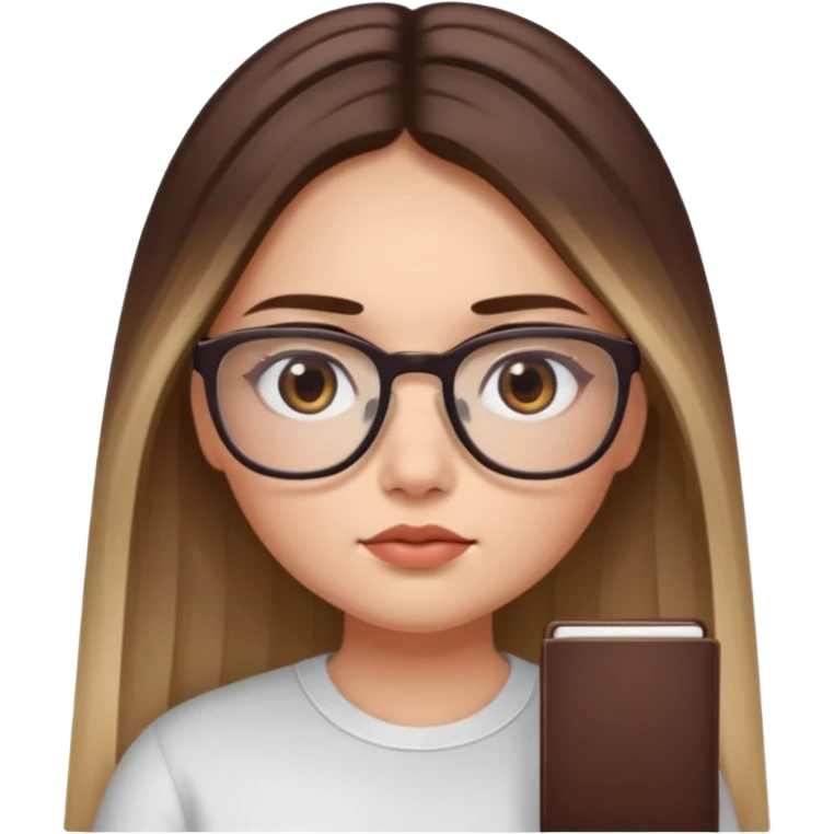 Chica de piel blanca con cabello liso largo con balayage, ojos cafe obcuro con lentes cuadrados, gordita, dando una terapia psicologica emoji