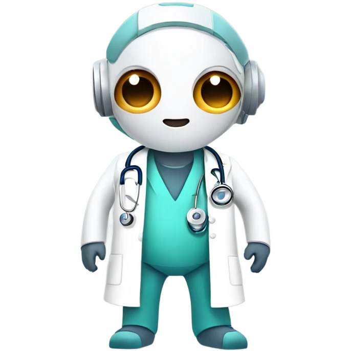 medical robot with a doctor's coat and a stethoscope emoji