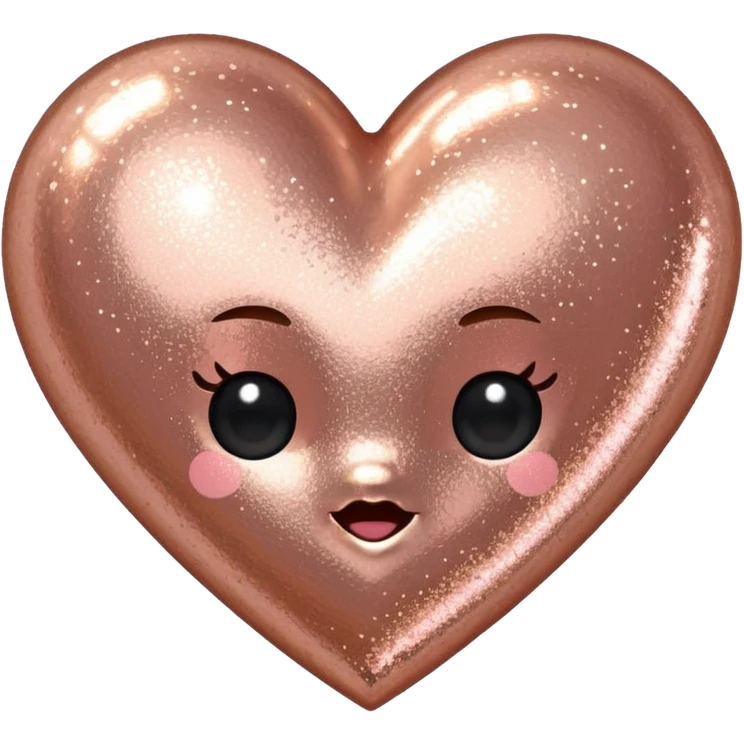 Edit the glittery gold color heart to a glittery rose gold color heart with a subtle gradient and no border. Keep the background transparent. Maintain the glittery texture and subtle gradient effect in rose gold tones emoji