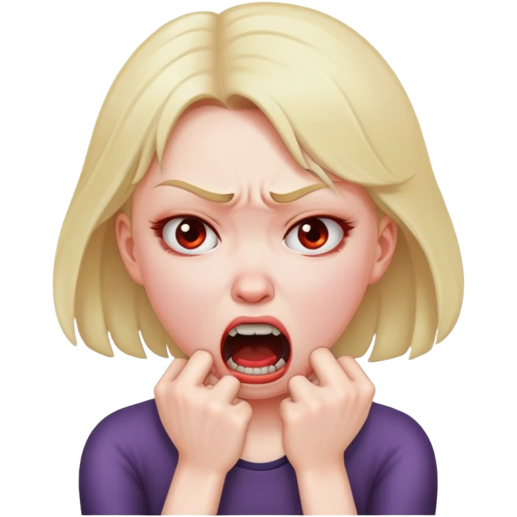 girl choking herself angrily emoji