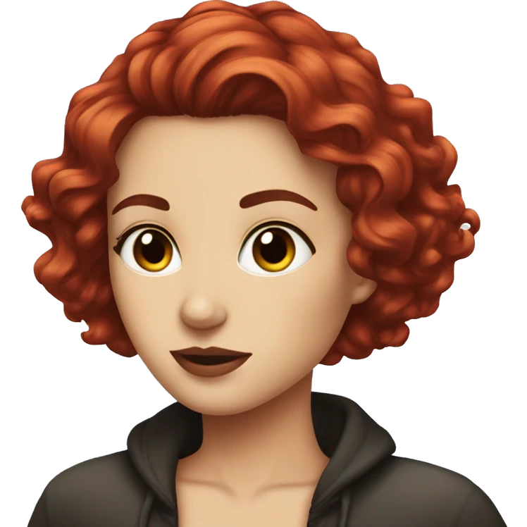 short dark and red hair reflection beauty white girl on the beached  emoji