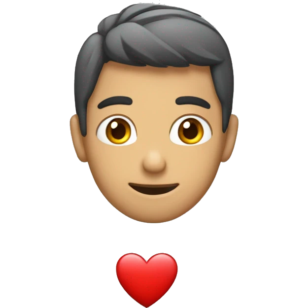 Un chico con un corazón con la inicial A emoji