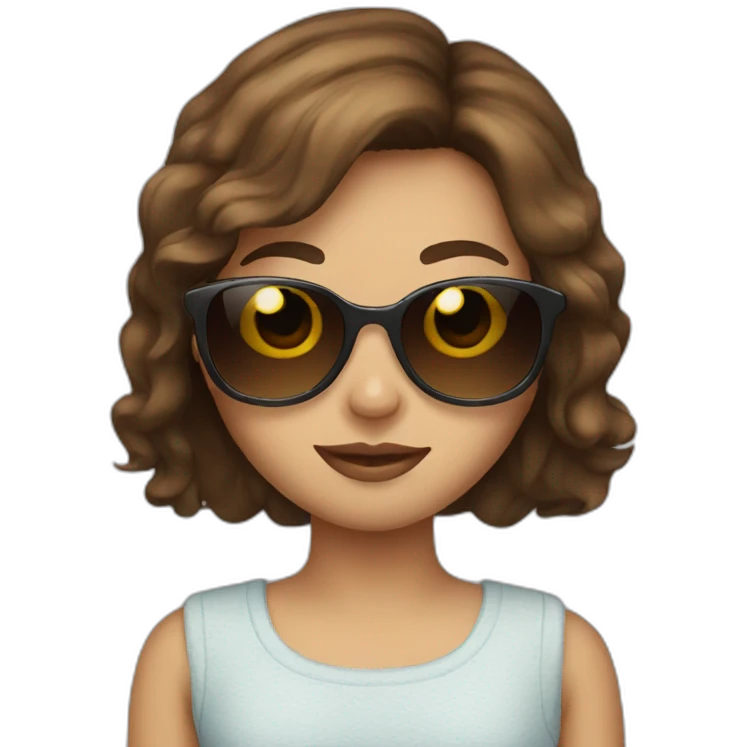 Girl with brown hair an sunglasses  emoji