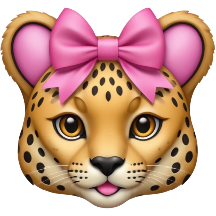a cheeta with a pink bow emoji