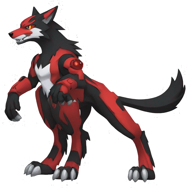  Cool Edgy Black Red Digimon-Fakemon-Wolf full body emoji