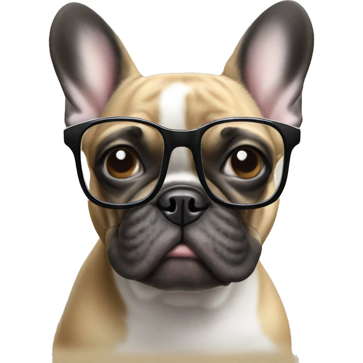 French bulldog with glasses emoji