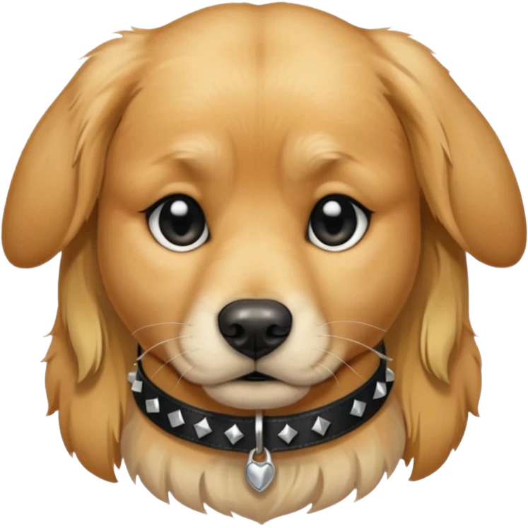 Sad golden retriever dog wearing goth accessories emoji
