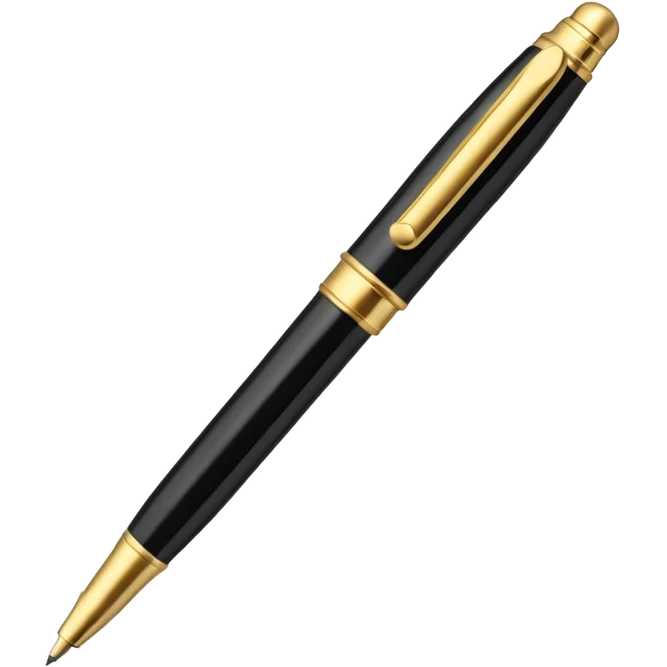 3D perspective academic premium golden luxury black pen emoji