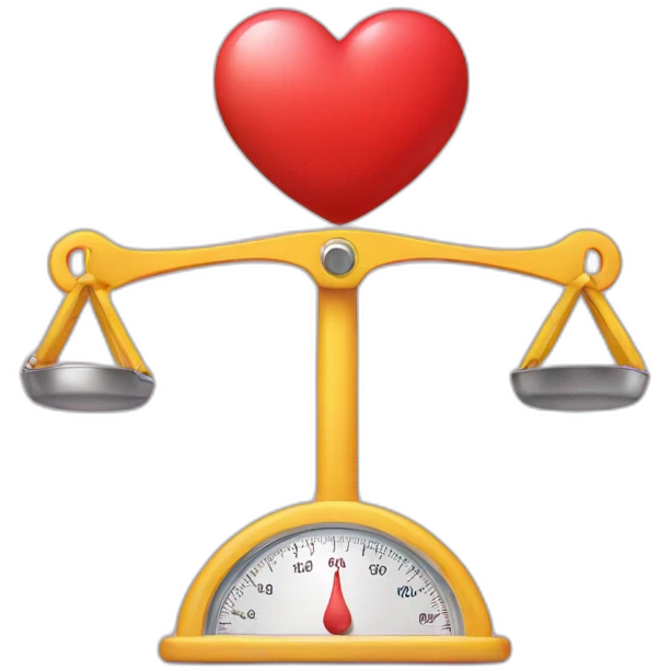 love symbol on weigh scale emoji