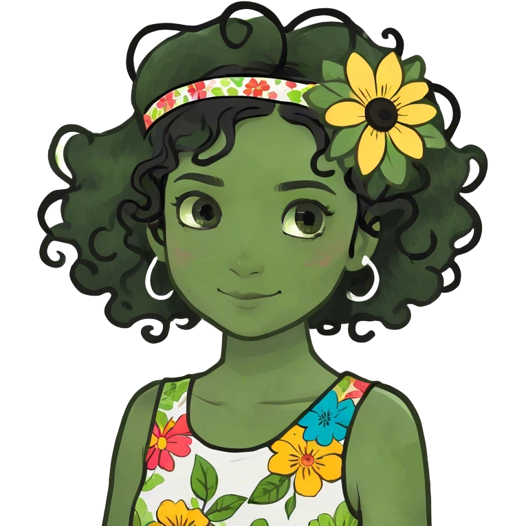 Girl with curly and black hair emoji