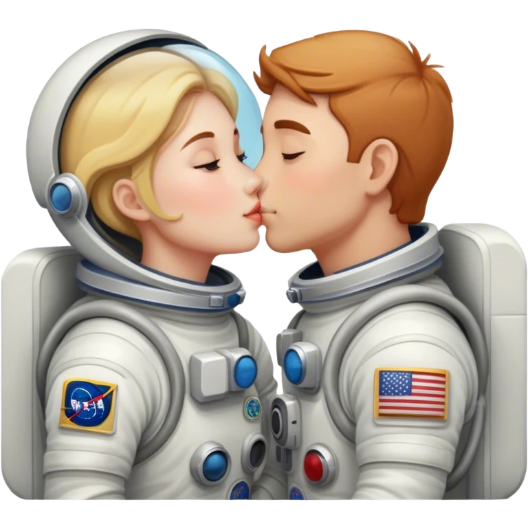 Astronaut couple kissing together  emoji