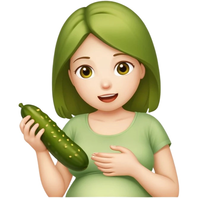 Pregnant girl eating a pickle emoji