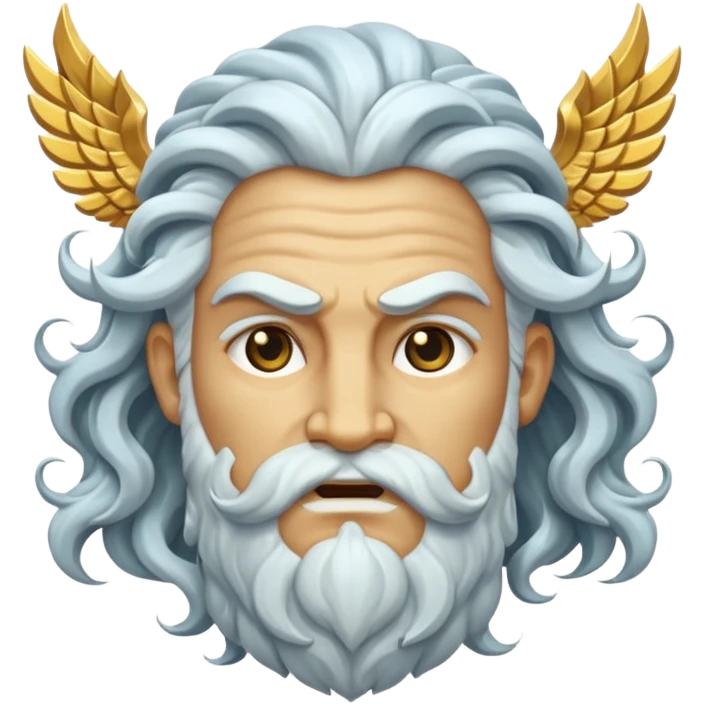 Gates of Olympus slot emoji with a dramatic Zeus face, thunderclouds, and ornate gold details emoji