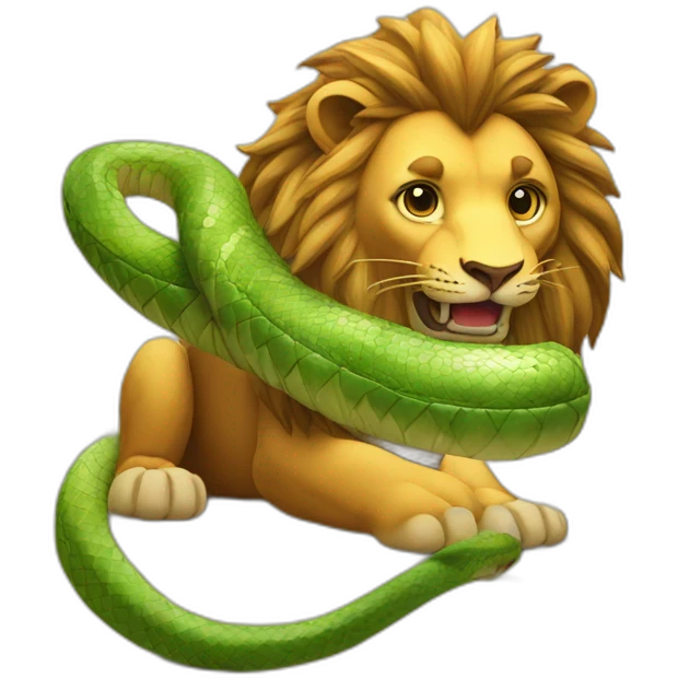 Un serpent qui mange un lion emoji