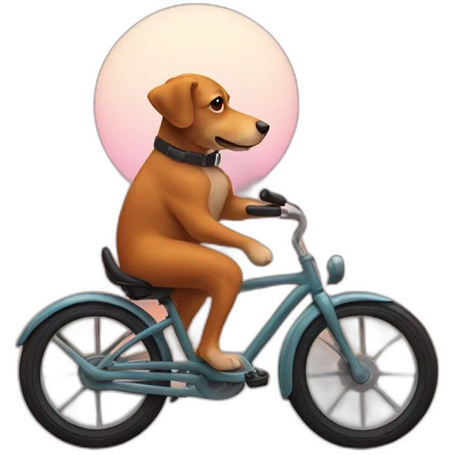 Human dog riding a bike sunset emoji