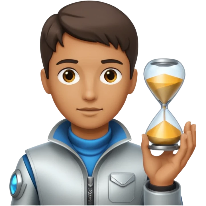 future Explorer with futuristic sandglass emoji