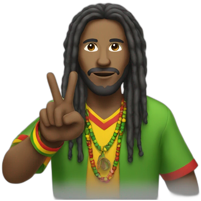 Rasta man in  with peace hand emoji