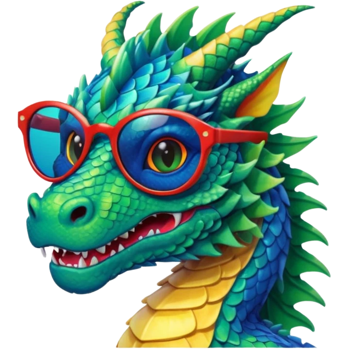 colorful dragon wearing sunglasses emoji