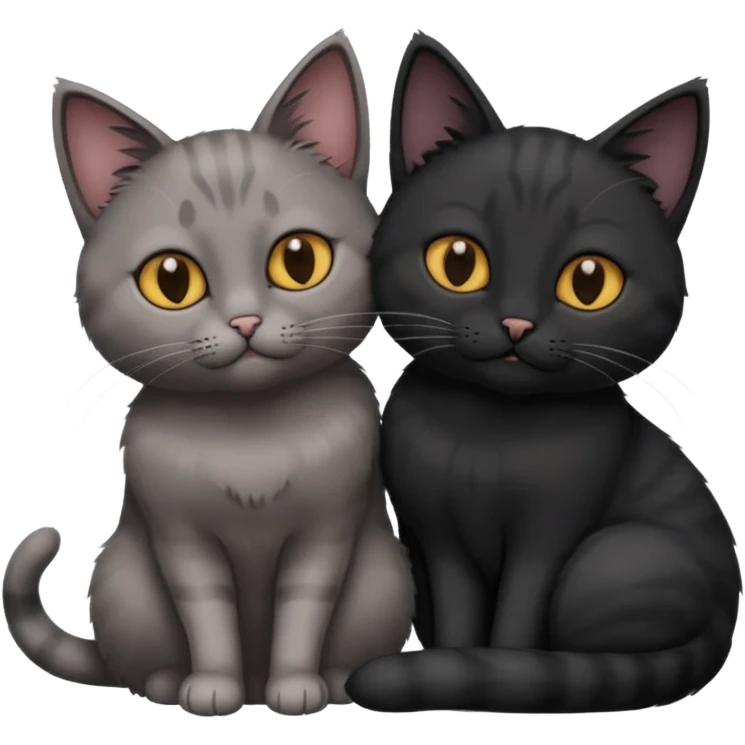 1 grey cat and 1 black cat cuddling emoji