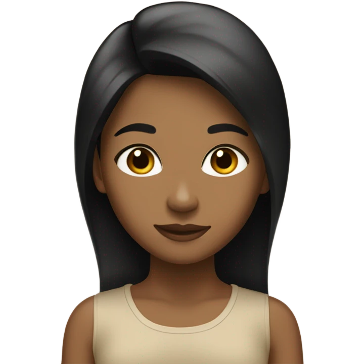 And girl skin color is tan and has black medium hair  emoji