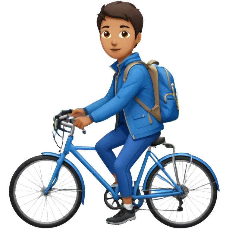 Commuter + blue jacket + backpack, City Cyclists. emoji