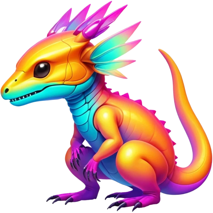 futuristic lush warm-colored neon Fakémon-Vernid-creature emoji