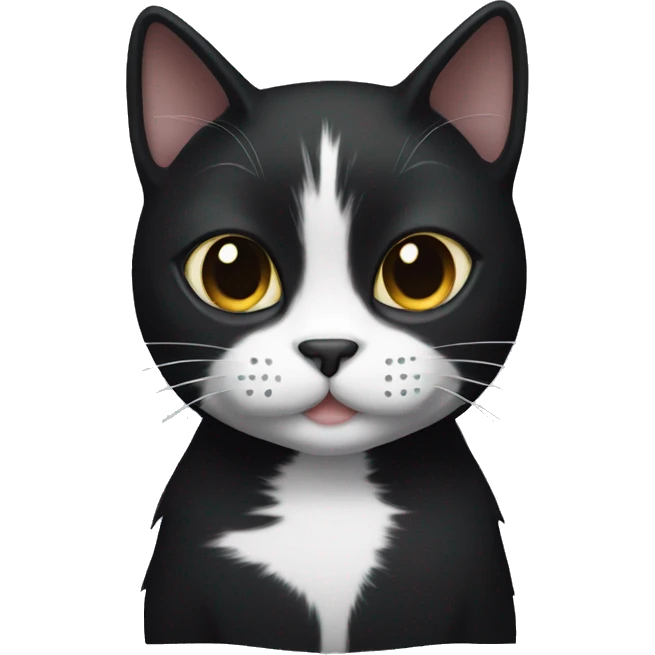 black cat with white paws and muzzle emoji