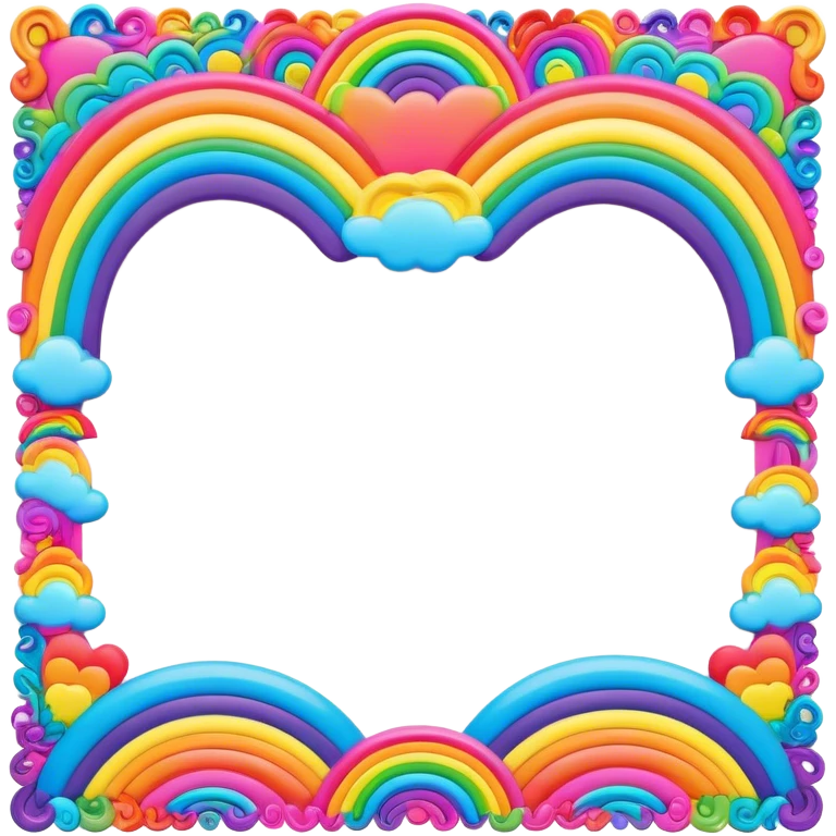3D, psychedelic rainbow colored hippie style border emoji