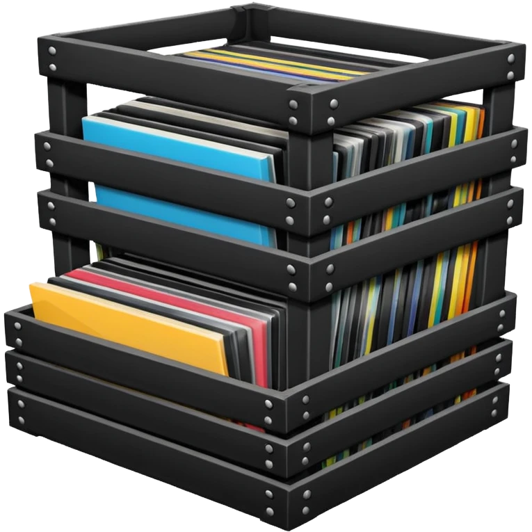 A crate of vinyl lps emoji
