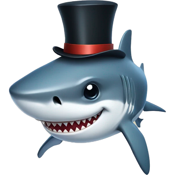 Shark with a top hat emoji