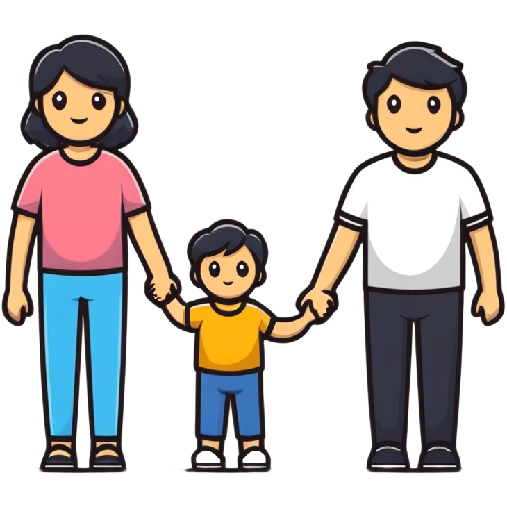 joyful family holding hands emoji