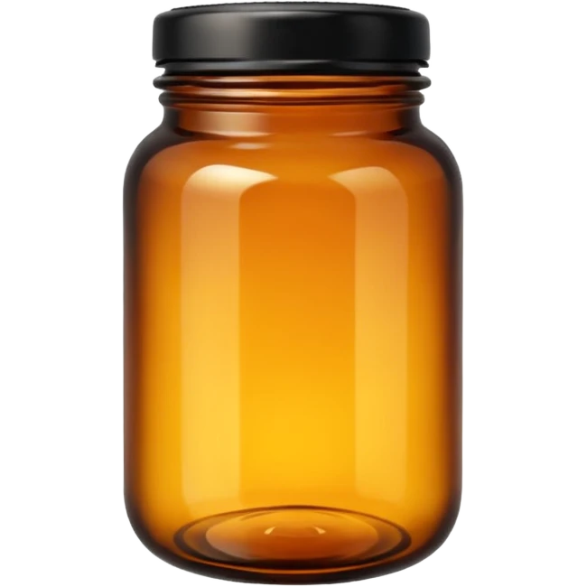 Amber glass jar black top emoji
