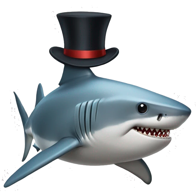 Shark with a top hat emoji