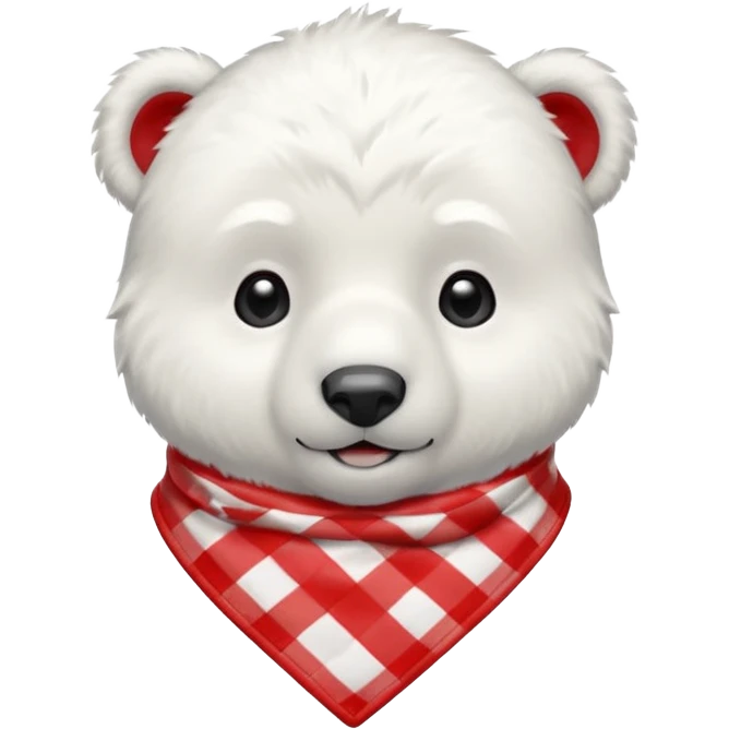 baby polar bear wearing a red and white checkered Neckerchief emoji