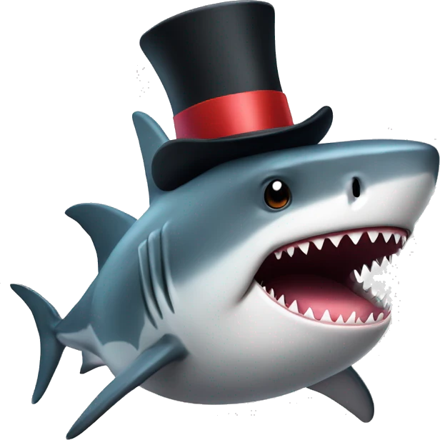 Shark with a top hat emoji