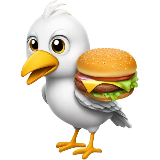 cocketiel bird holding burger emoji