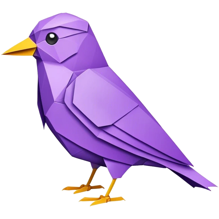 purple colored bird origami facing right do not show feed emoji