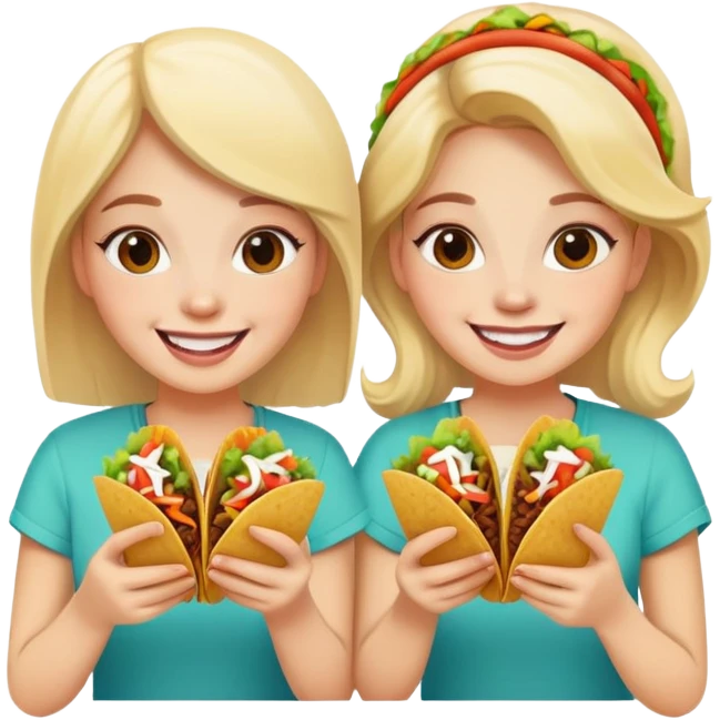 Sisters eating tacos emoji