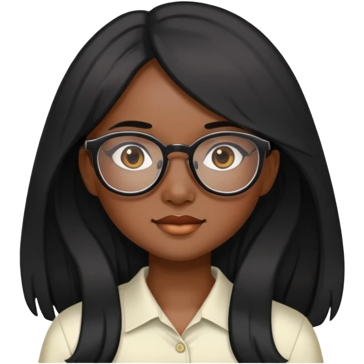 young Vietnamese girl head with long black hair and glasses emoji