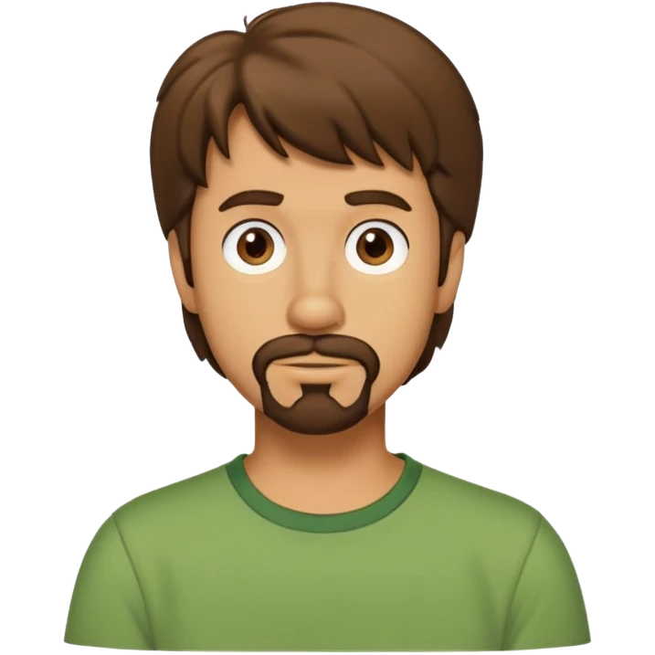 shaggy rogers brunette, with goatee, brown eyes and green tshirt from scooby doo  emoji