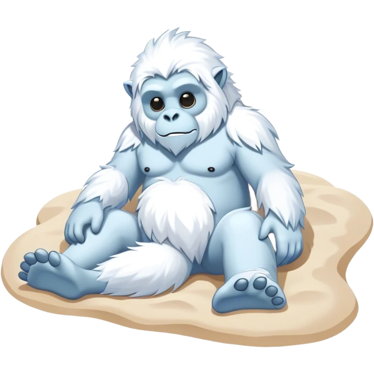 Yeti laying down on the beach  emoji