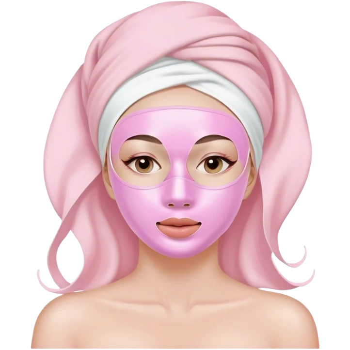 Lady with pastel pink face mask spa beauty full face relaxing emoji