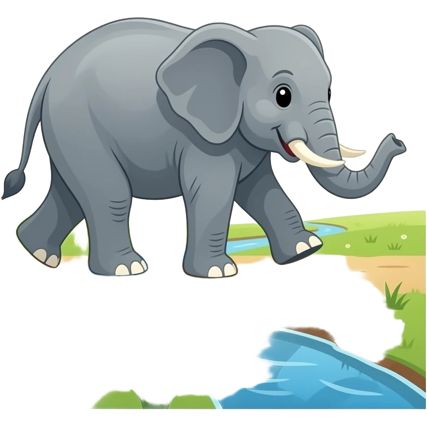 Cartoon elephant walks emoji