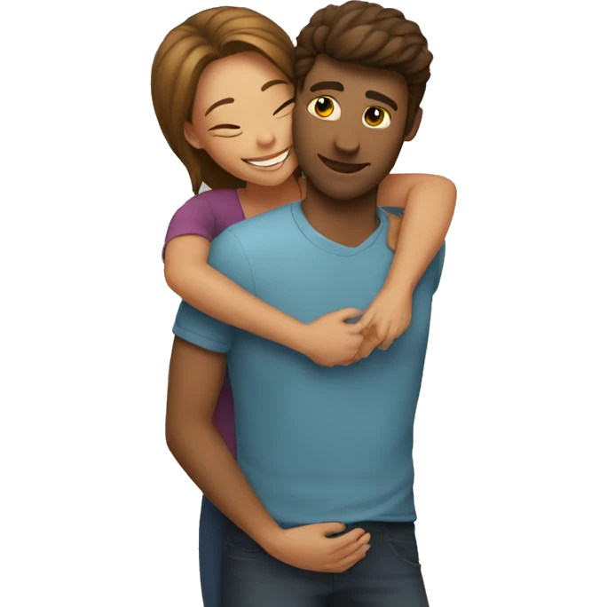 Woman hugging a man emoji