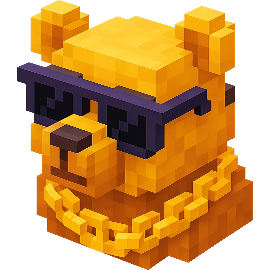 Russian grizzly bear with a rapper chain and sunglasses emoji