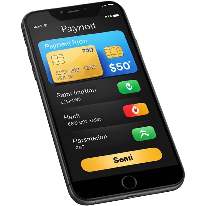 Mobile payment – smartphone with payment app emoji
